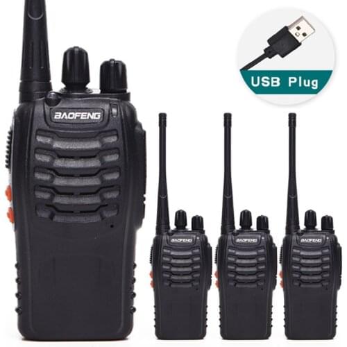 4Pcs Baofeng BF-888S Walkie Talkie USB charge adapter Portable Radio CB Radio UHF 888S Comunicador Transceiver+4 Headset