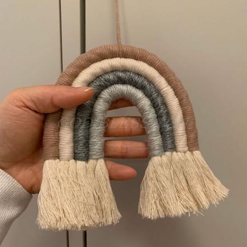 4 Layers Macrame Rainbow Wall Decor for Bedroom Nursery Baby Kids Rooms Colorful Tapestry Rope Woven Tassel Wall Hanging Toys