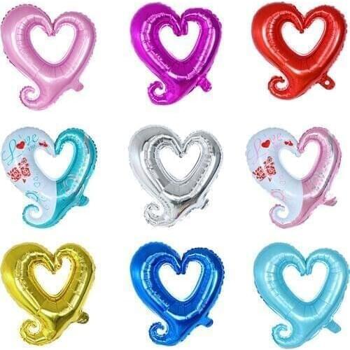 50pcs 18inch Hook Heart Shape Foil Helium Balloons I Love You Balls Wedding Party Marriage Decoration Happy Anniversary Ballon