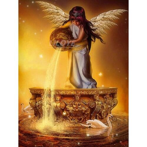 5D DIY Diamond Painting Angel girl Pictures Full Square Round 3D Diamond Embroidery Swan Crystal Mosaic Art Home Decor Gift DF92