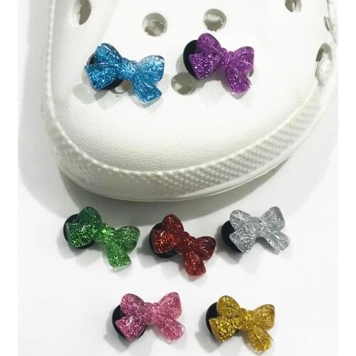 7Pcs Cartoon Bowknot Bow-tie Resin Shoe Charms Accessories Garden Shoes Buckle DIY Backpack Wristbands Croc Jibz Girls Gift
