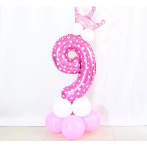 Aluminum Number Crown Balloons Air Ballons Happy Birthday Wedding Decoration Balloon Event Party Supplies