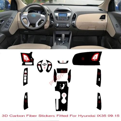 Car-Styling New 3D Carbon Fiber Car Interior Center Console Color Change Molding Sticker Decals For Hyundai IX35 09-15