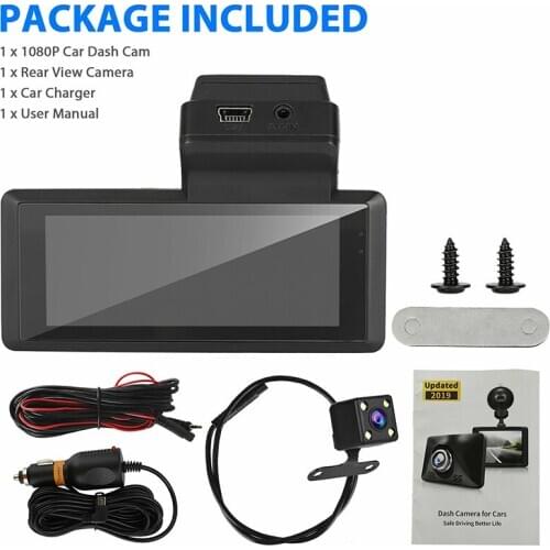 1080P Dash Cam Front And Rear Recorder DVR Camera Recorder Car Dual Lens Recorder Recording Reversing Images Night Vision