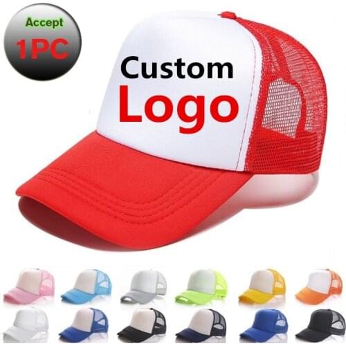 DIY OEM Custom LOGO 100% Polyester Men Women Baseball Cap Mesh Snapback Print Logo Trucker Hat