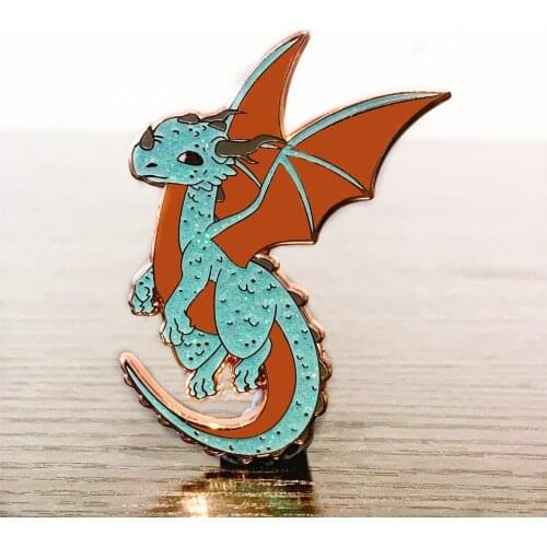 Glitter Magic Dragon Hard Enamel Pin Cute Cartoon Pterodactyl Medal Brooch Accessories Fashion Lapel Backpack Pin Jewelry