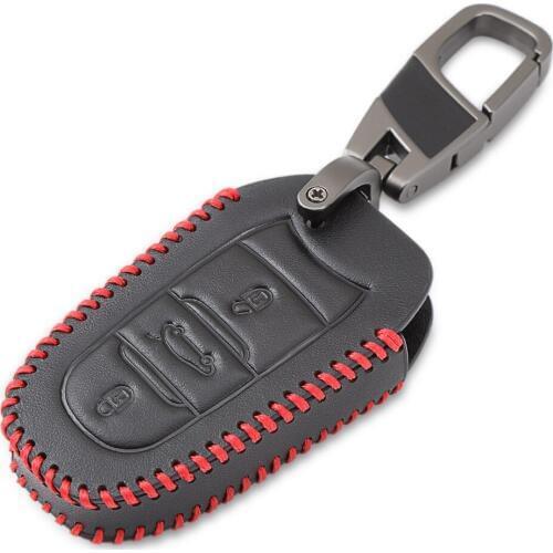Genuine Leather Car Key Case Cover holder For Peugeot 508 301 2008 3008 4008 407 408 Citroen C5 C6 C4L CACTUS C3XR DS smart key