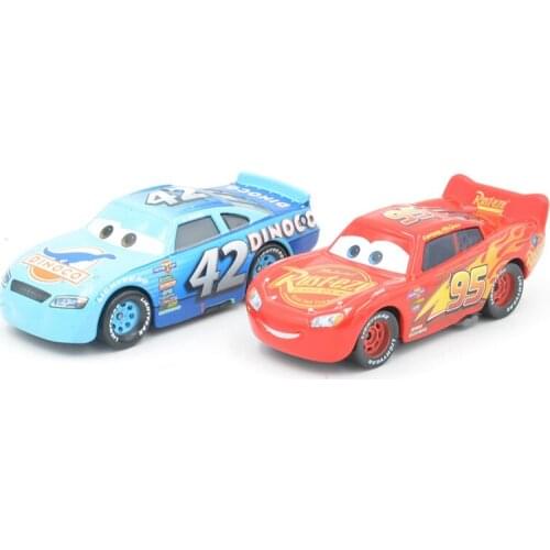 Disney New Pixar Cars 2pcs Lighting McQueen & Dinoco No.42 1:55 Scale Diecast Metal Model Toys Cars For Children Christmas Gifts