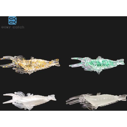 Easy Catch 20pcs/bag 5cm Artificial Shrimp Lures Soft Fishing Baits Soft Shrimp Lure Baits 4 Color