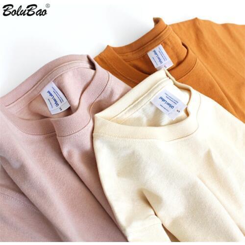 BOLUBAO Mens Fashion Solid Color T Shirt Tops New Men Casual Simple T Shirt Male 100% Cotton Retro T-Shirts Brand Clothing