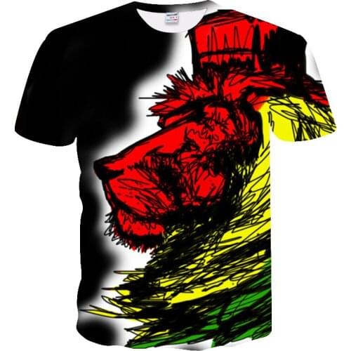 New men lion print T shirt 3D printed animal graphic t-shirt Summer fun T-shirt New goth costume O-neck shirt T-shirt Streetwear