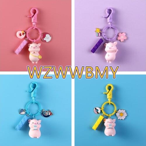 Hotsell Korea Cute Pink Pig Keychain Key Ring For Women Girl Bell Animal Bag Key Chain Lovely Keychains Car Keyring Jewelry Gift