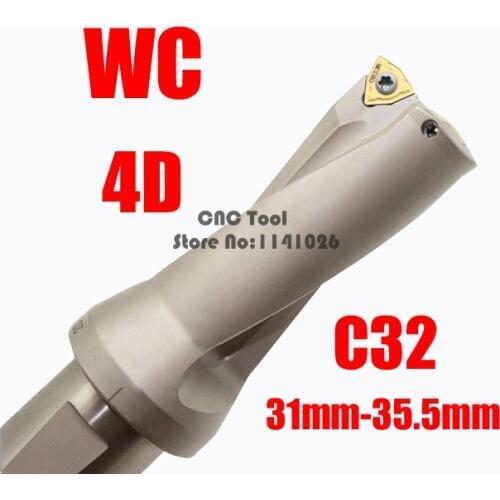 WC C32 4D SD 31 32 33 34 35 mm Indexable Insert Drills U Drill Type CNC Drilling Shallow Hole Tool For Wc Insert