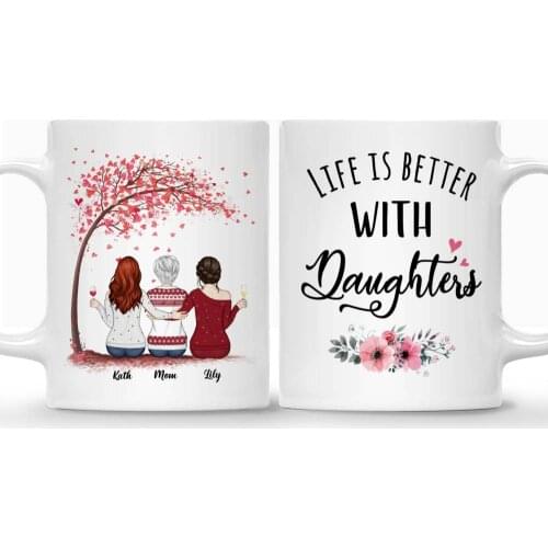 Mother & Daughters Personalized Mug Custom Made Coffee Cups Mugs Mothers Day 11/15 Oz RR2033