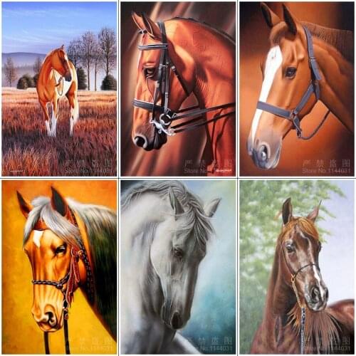 5d Diy Diamond Painting Brown Horse Handicraft Needlework Embroidery Resinstone Diamond Cross Stitch Mosaic Wedding Decoration