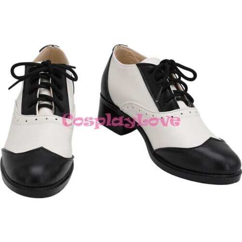 Twisted Wonderland OCTAVINELLE Floyd Leech Black White Shoes Cosplay Long Boots Custom Made For Halloween Christmas