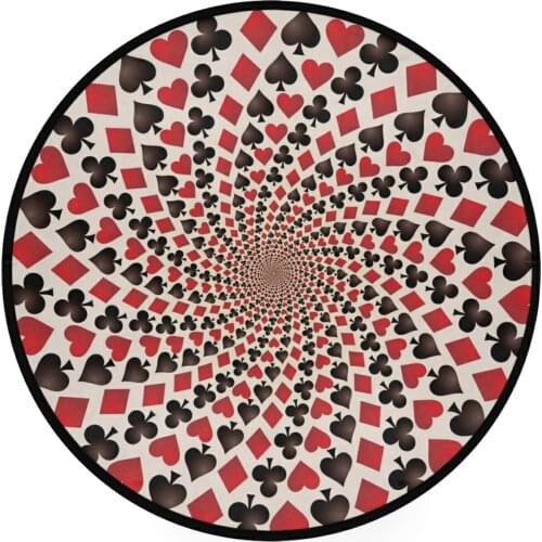 Round Carpet Poker Playing Card Abstract Illusion Design Doormat Area Rug High Quality Anti-Slip Home Decoration Modern Mat