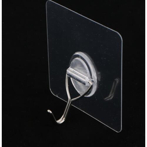 MagiDeal Adhesive Hooks(17.6lb/8kg) Sticky Nail Free Clear Heavy Duty Hook Waterproof Oilproof PVC Baseplate Organization Hooks