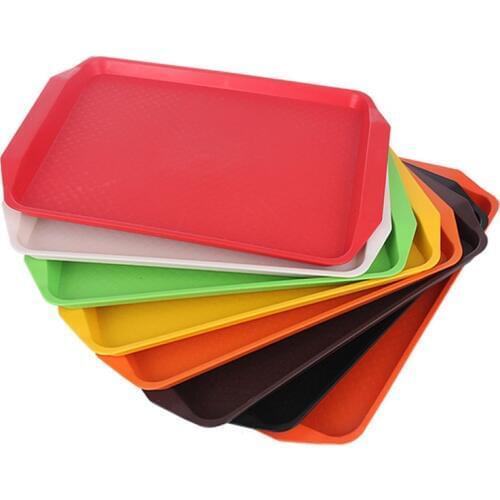 Square Shape Solid Color Chinese Strengthen Thicken PP Plastic Fast Food Tray Kitchen Dining Tray Restaurant Serving Tray