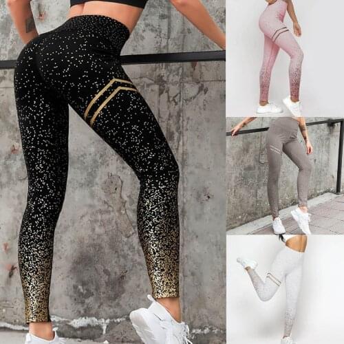 Fashion Hot Stamping Pant Women High Waist Fitness Leggings Gym Women Elastic Push Up Workout Sports Leggings Sports Tight