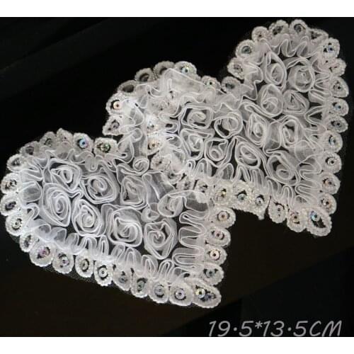 DIY fashion heart lace appliques Patches for clothing Embroidery lace patches for bags decorative parches applique