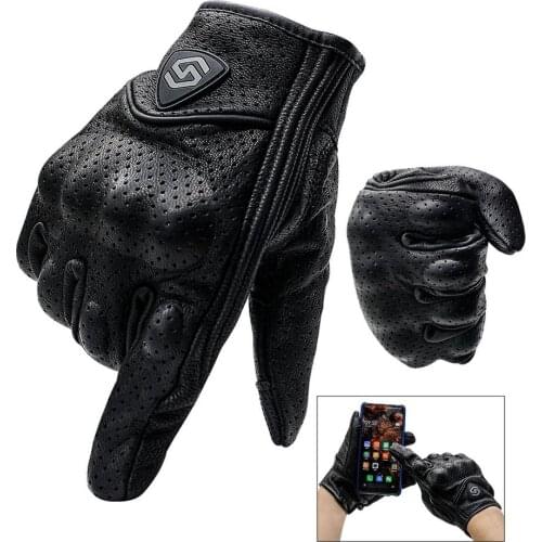 2pcs Motorcycle Gloves Touch Screen Windproof Breathable Leather Glove Outdoor Camping Motorcycle Gloves Sports Full Finger