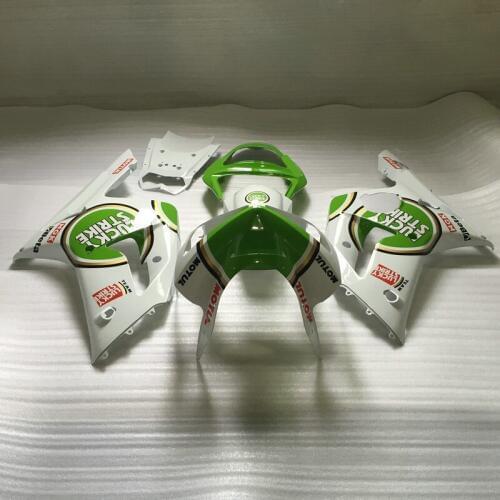 Injection mold Fairing kit for KAWASAKI Ninja ZX6R 03 04 ZX6R 636 2003 2004 LUCKY STRIKE White green Fairings set + gifts UY45