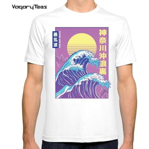 New summer Men Japanese Style T-shirts Great Wave Off Kanagawa Print Summer Tshirts Streetwear Ulzzang Harajuku T-Shirt