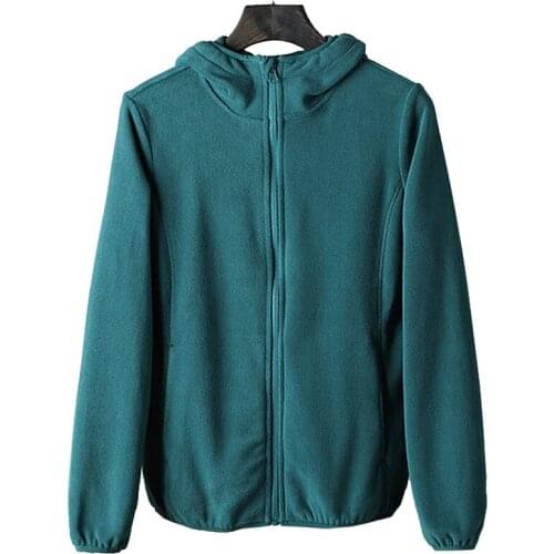 Autumn Fleece Sweatshirt For Women Basic Clothing Outdoor Sportshirt Shake Grain Hooded Simple Zipper Pocket Jacket Long Sleeve