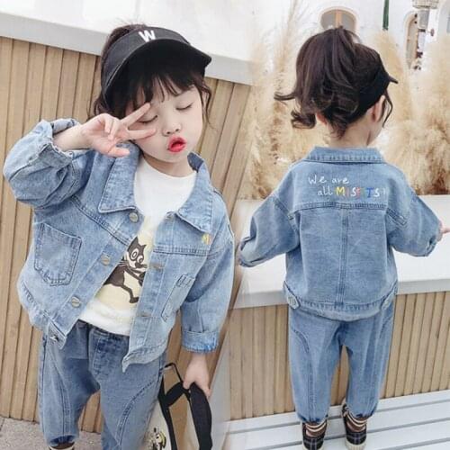 1-5 Years Baby Girls Boys Denim Jacket New Spring Letter Printed Single-Breasted Jeans Jacket Coat Kids Autumn Outerwear