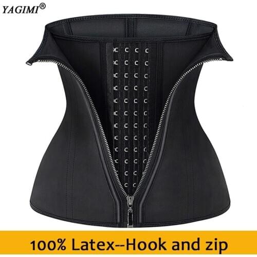 Underbust Corset Hook and Zip Waist Trainer 100% Latex Body Cincher Shapers Sweat Belt Women Slimming Lose Weight Girdles