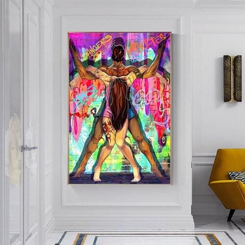 Sexy Cool Men and Women Canvas Painting Naked Lover Poster and Prints Wall Art Pictures for Living Room Home Interior Decor