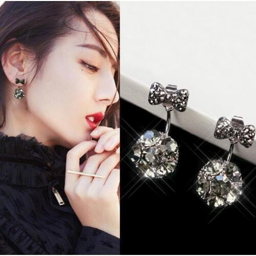 Korean Earrings Silver Color Mickey Stud Earrings Sparkling Minnie Brand Earrings for Women Gift Fashion Jewelry