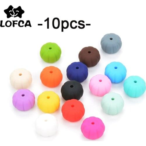 LOFCA Teething Silicone Beads 10pcs Pumpkin Teether Wholesale BPA Free Food Grade Nursing Baby Teething Toy Making Charm