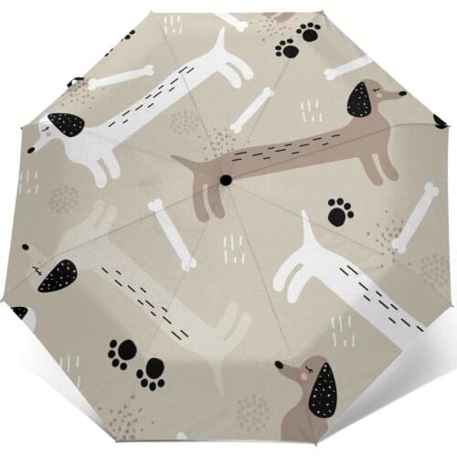 Cute Dachshund Dogs Windproof Automatic Folding Inverted Umbrella Portable Paraguas for Man Woman