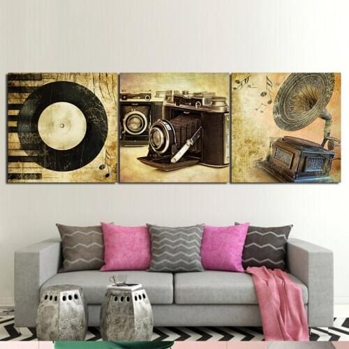 Triptych 3 Pieces Diamond painting Retro musical instrument Diamond Embroidery 5d modern decor full square round drillZP-2048