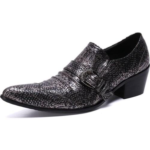 Fashion Pointed Toe Man Leather Shoes Men Golden Man Shoes Skulls Personality Mans Shoes, Leisure Zapatos Hombre Gold/Black