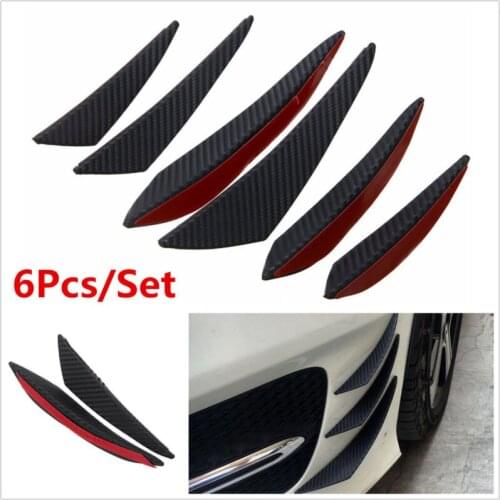 Universal Spoilers Vehicle Carbon Fiber 3 Pairs Wing 6Pcs Black Bumper