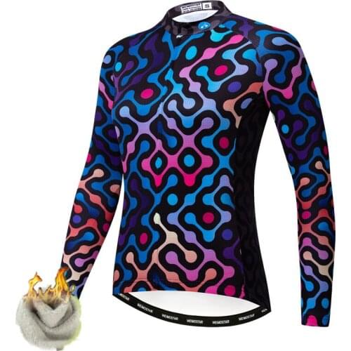 Weimostar Winter Cycling Jersey Long Sleeve Women Thermal Fleece Bicycle Jacket Windproof MTB Bike Jersey Tops Warm Cycling Wear
