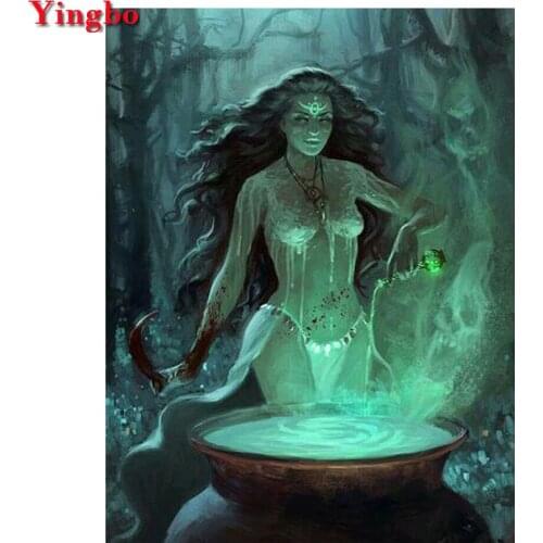 Witch magic diamond painting mosaic diamond Embroidery Rhinestone all square round resin drill needlework cross stitch halloween