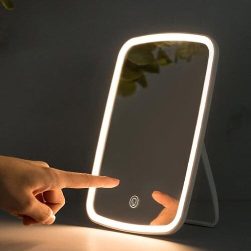 Makeup Mirror with LED Light Eye Protection Folding Vanity Light Desktop Dressing Beauty Mirror Makeup Mirror with Fill Light