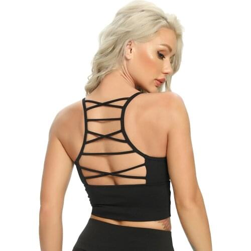 Fitness Womens T-shirts Workout Sports Bra Yoga Vest Backless Solid Running Gym Sport bra Yoga Shirts Tank Top 2021 Hot