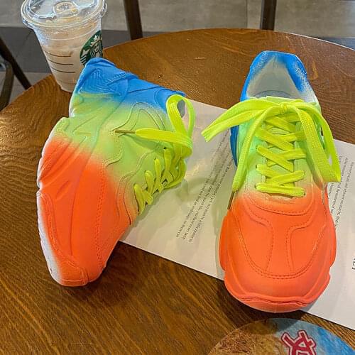 Womens Chunky Sneakers Thick Bottom Platform Vulcanize Shoes Fashion Breathable Casual Running Shoe for Woman Female 2021 New