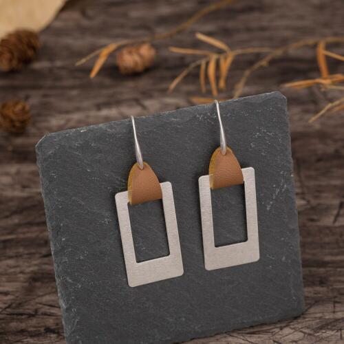 ZWPON 2020 Fashion Square Hollow Zinc Alloy Drop Earrings Geometric Rectangle Alloy Dangle Drop Earrings for Woman Female
