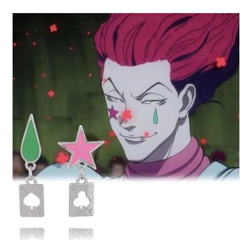 Anime HUNTER x HUNTER Hisoka Cosplay Earrings Five-pointed Star Teardrop Trendy Dangle Earrings Jewelry Gift for Girlfriend girl