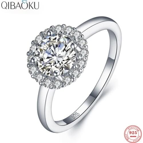 Sterling Silver 925 Ring Classic Clear Cubic Zirconia Wedding Diamond Engagement Ring for Women Fine Jewelry