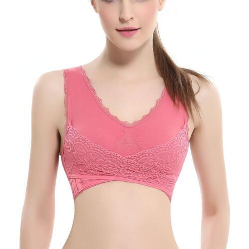 M-3XL Women Sexy Lingerie Lace Solid Color Cross Side Buckle Wireless Push up Breathable Sleep Underwear Sports Bras