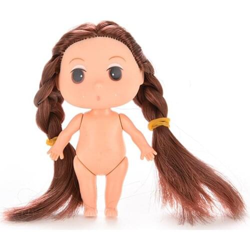 1 Pcs9cm Doll for Mini Ddung Dolls with Blond Brown Bun Hair Baking Mold Dolls Girl Toys 3.5"