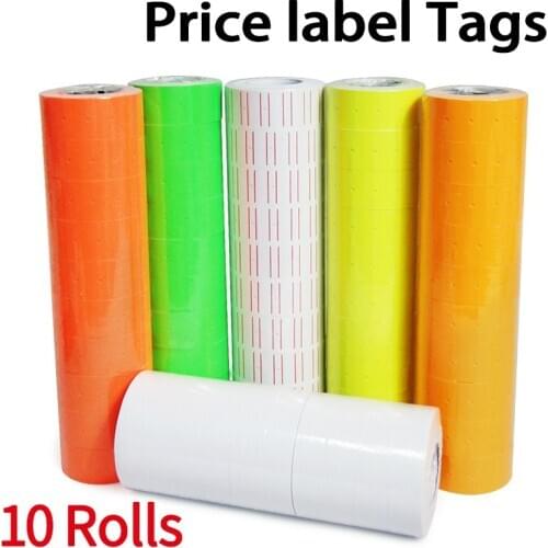 10 Roll/lot Price Label Tag for MX-5500 Price Gun Label Sticker, 4000pcs White and Color Retail Shop Price Gun Label