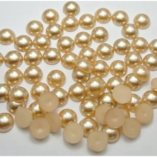 100 Coffee Half Pearl Bead 12mm Flat Back Scrapbook Craft